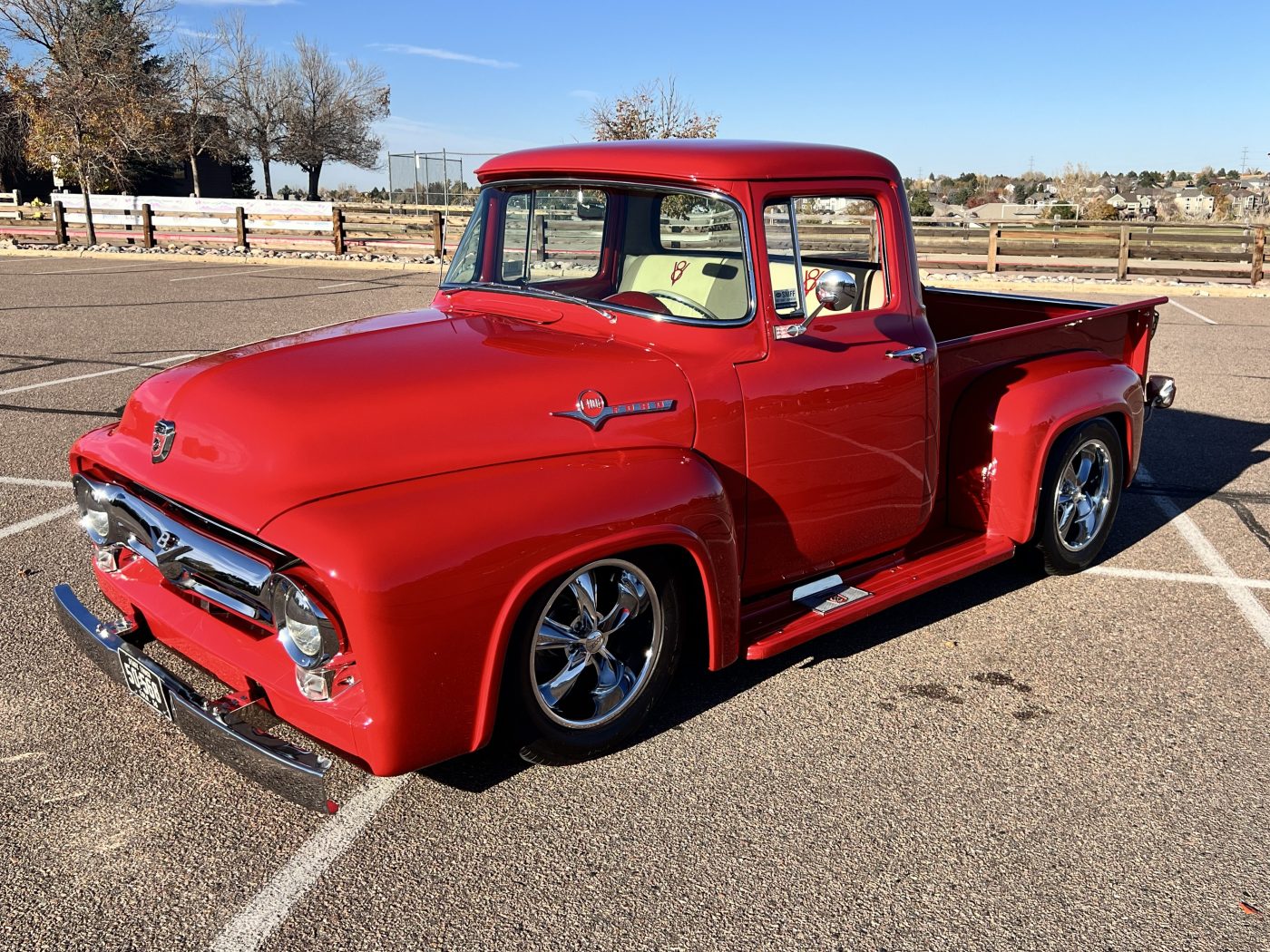 Torch red classic pickup truck
